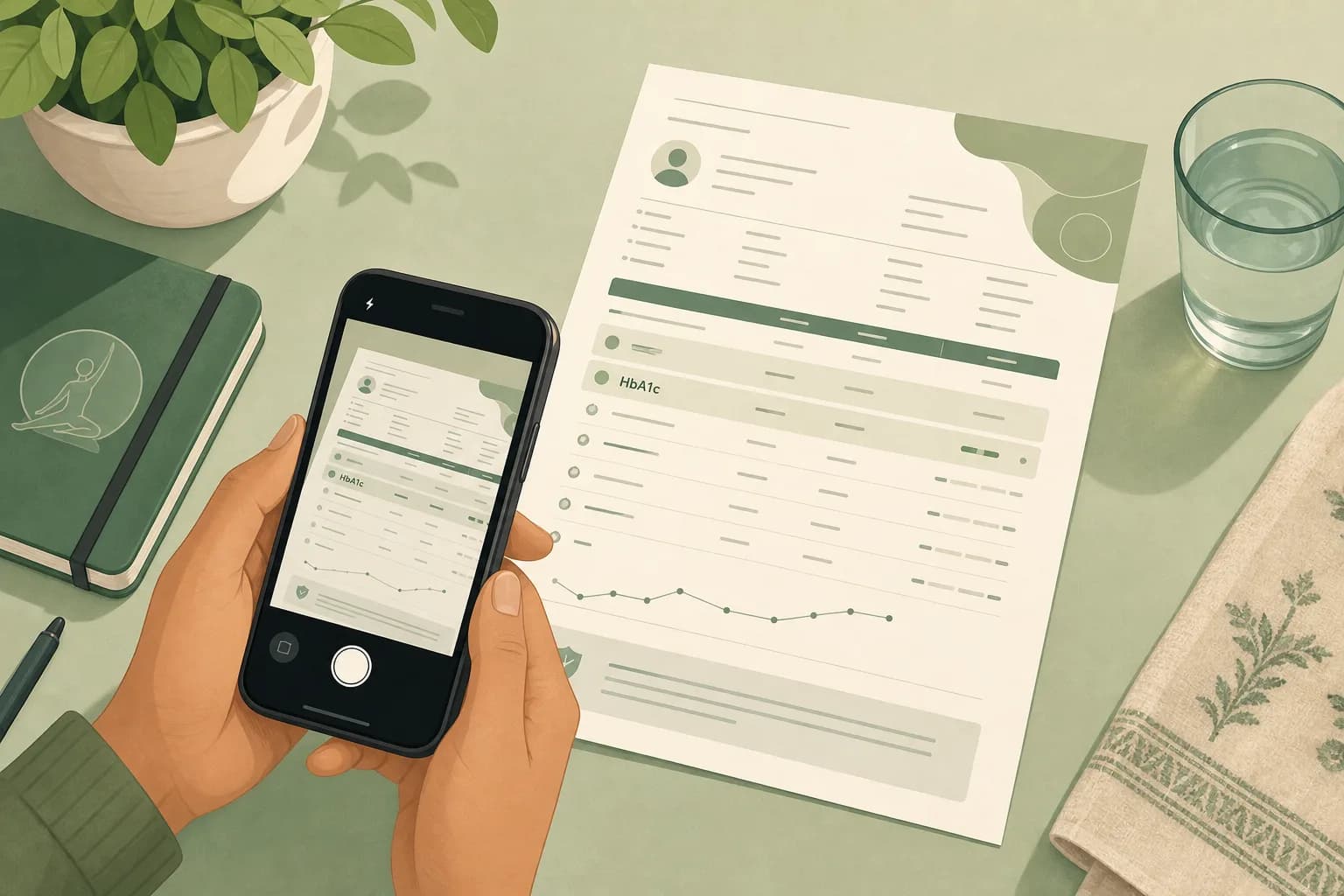 Smartphone scanning an Indian lab report